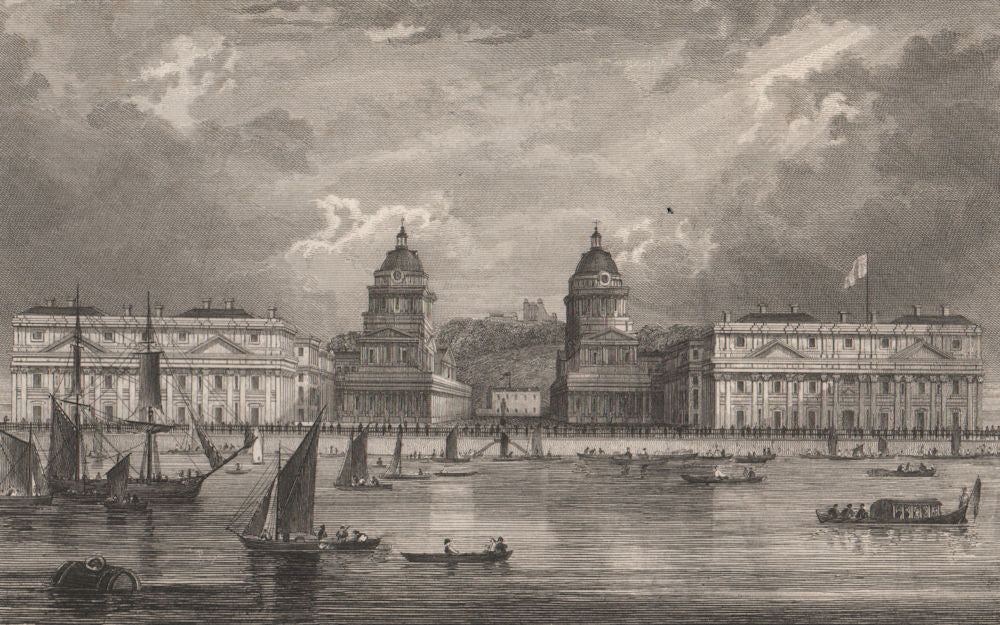 Greenwich Hospital. London. CAMPION 1829 old antique vintage print picture